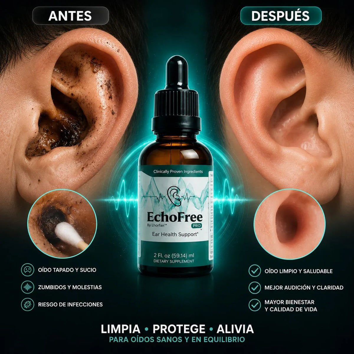 Echo Free - Alivio para el Zumbido Doloroso: Limpieza Auditiva y Bienestar para tus Oídos